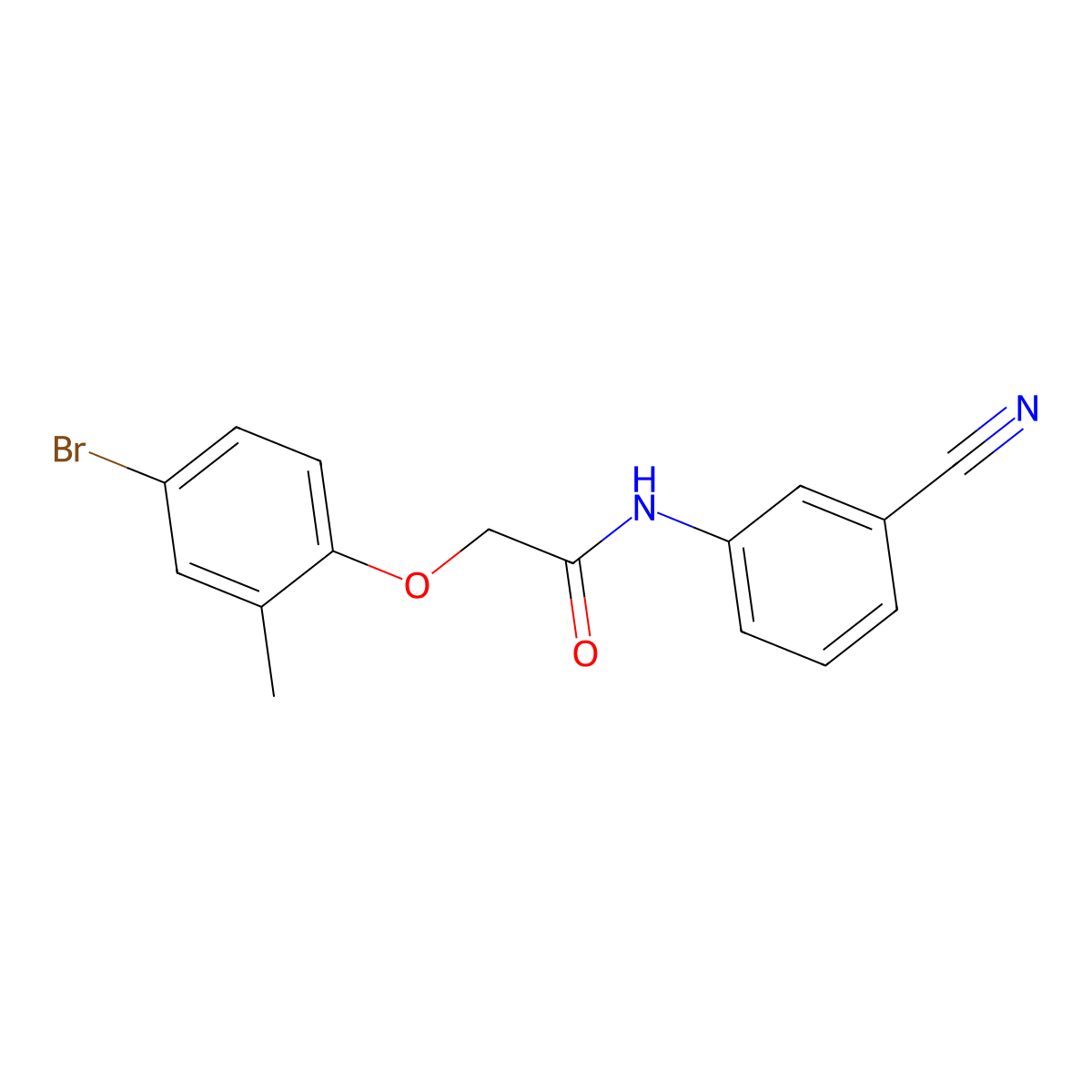 2-(4-bromo-2-methylphenoxy)-N-(3-cyanophenyl)acetamide molecular structure, CAS 443735-45-3