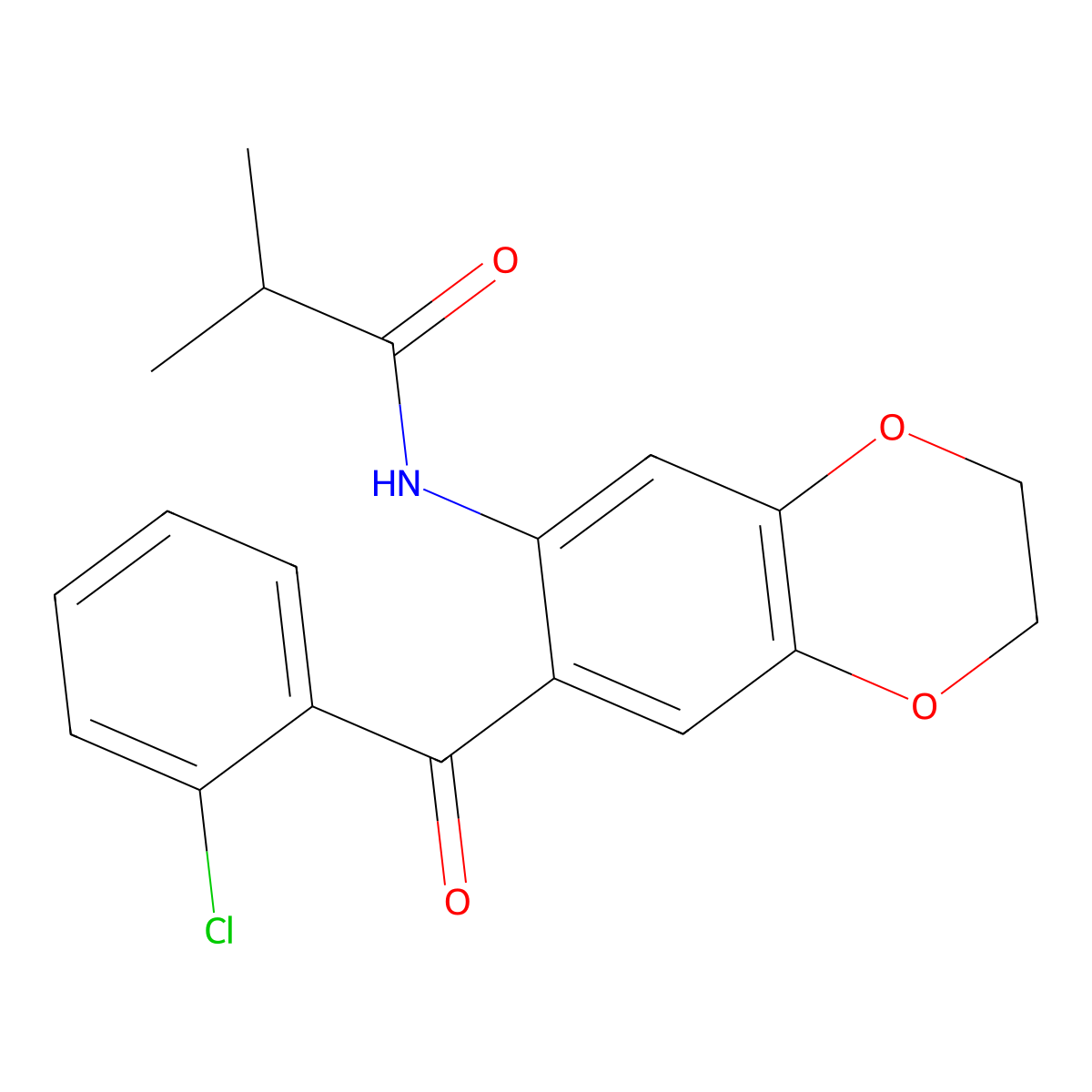 N-[7-(2-chlorobenzoyl)-2,3-dihydro-1,4-benzodioxin-6-yl]-2-methylpropanamide molecular structure, CAS 443736-07-0