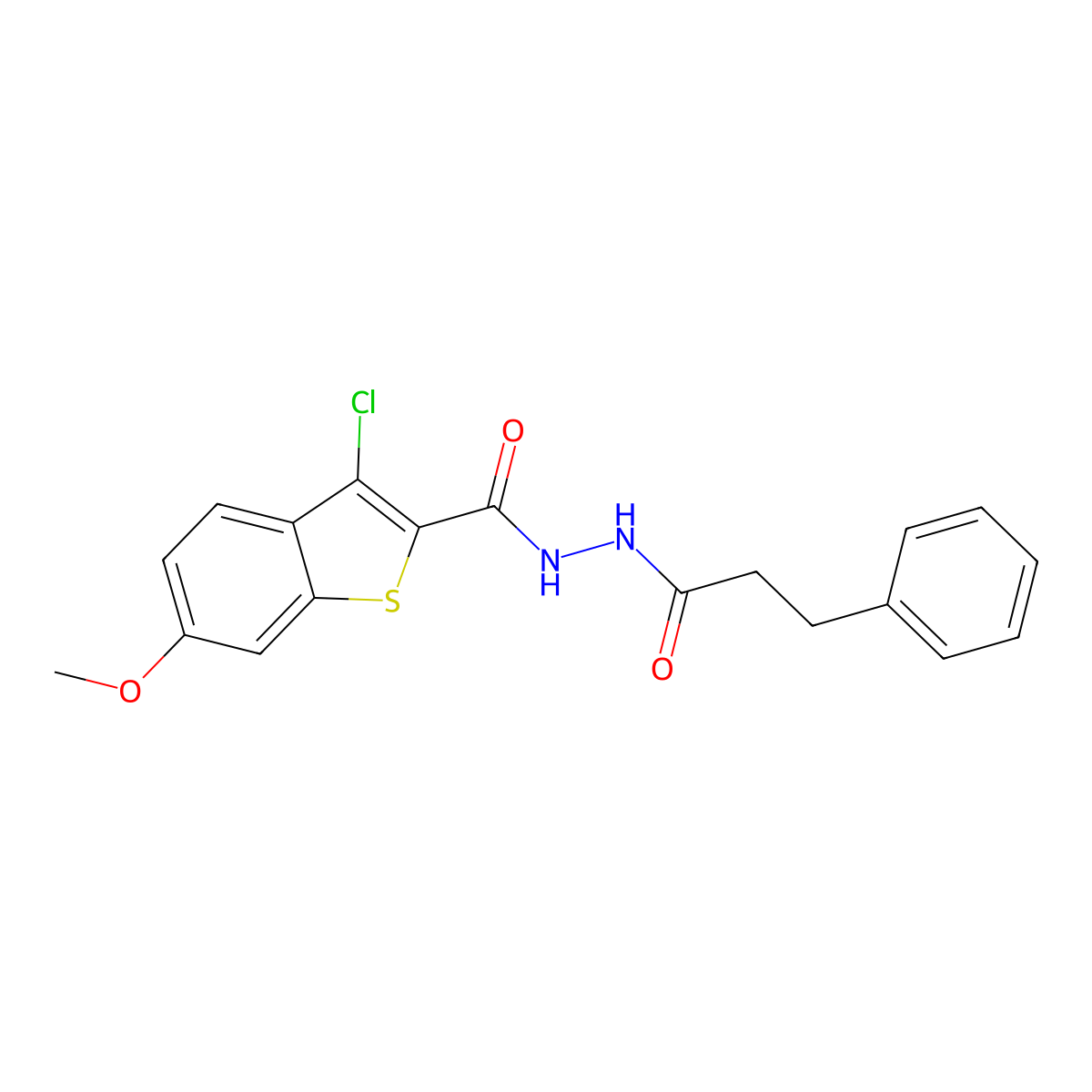 3-chloro-6-methoxy-N'-(3-phenylpropanoyl)-1-benzothiophene-2-carbohydrazide molecular structure, CAS 443736-18-3