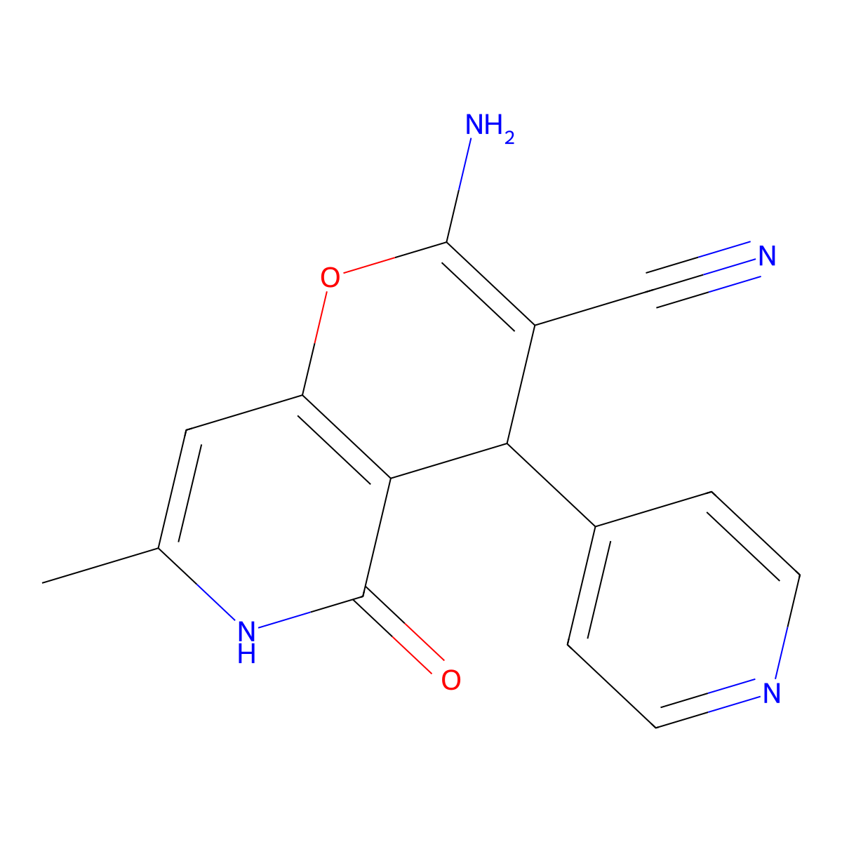 2-amino-7-methyl-5-oxo-4-(pyridin-4-yl)-5,6-dihydro-4H-pyrano[3,2-c]pyridine-3-carbonitrile molecular structure, CAS 443736-59-2