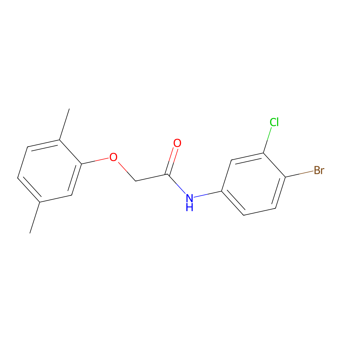 N-(4-bromo-3-chlorophenyl)-2-(2,5-dimethylphenoxy)acetamide molecular structure, CAS 443736-92-3