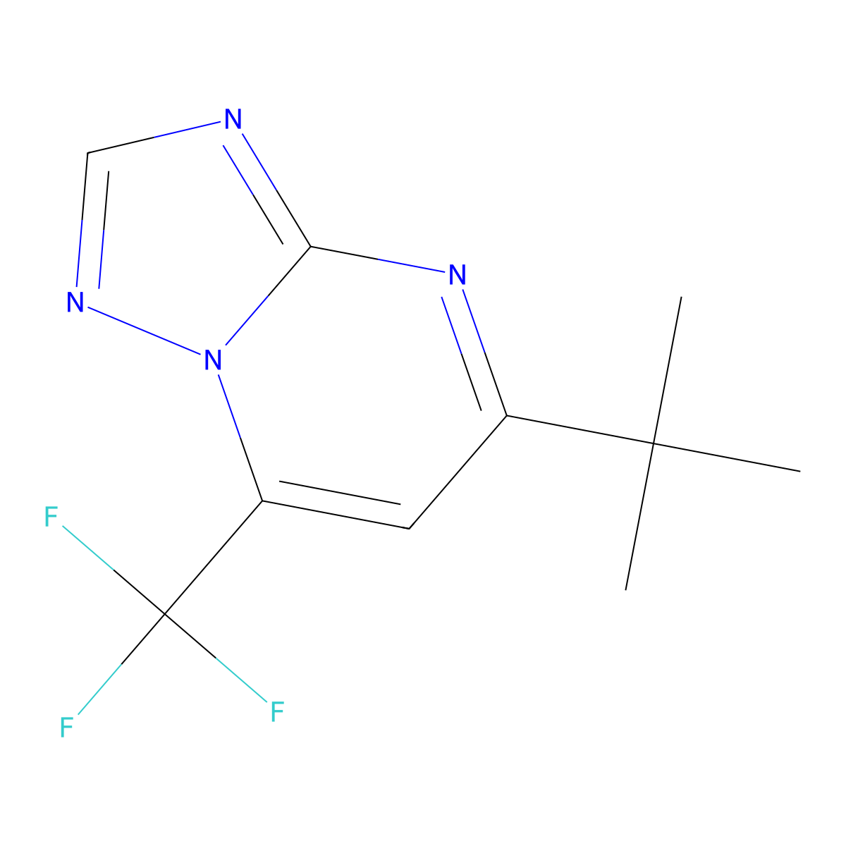 5-Tert-butyl-7-(trifluoromethyl)[1,2,4]triazolo[1,5-a]pyrimidine molecular structure, CAS 443737-04-0