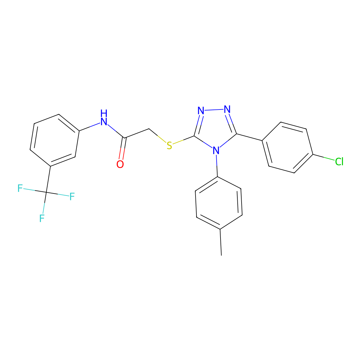 2-{[5-(4-Chlorophenyl)-4-(4-methylphenyl)-4H-1,2,4-triazol-3-YL]sulfanyl}-N-[3-(trifluoromethyl)phenyl]acetamide molecular structure, CAS 443740-19-0