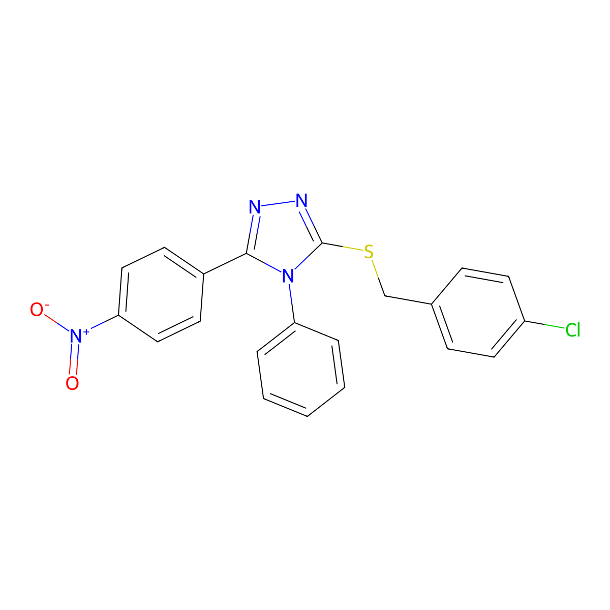 3-((4-Chlorobenzyl)thio)-5-(4-nitrophenyl)-4-phenyl-4H-1,2,4-triazole molecular structure, CAS 443740-58-7