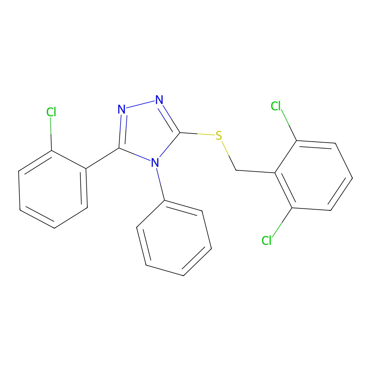 3-(2-Chlorophenyl)-5-((2,6-dichlorobenzyl)thio)-4-phenyl-4H-1,2,4-triazole molecular structure, CAS 443741-19-3