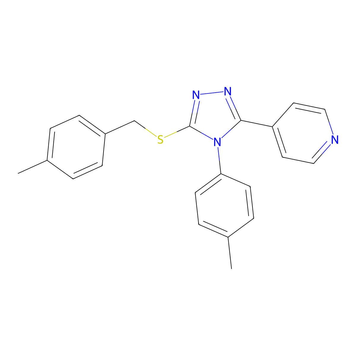 4-(4-Methylphenyl)-3-[(4-methylphenyl)methylthio]-5-(4-pyridyl)-1,2,4-triazole molecular structure, CAS 443741-44-4