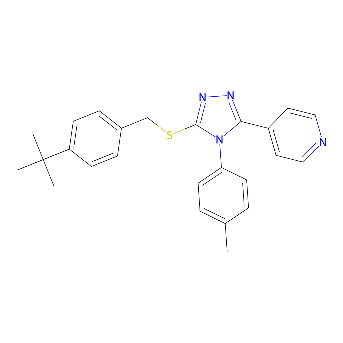 4-{5-[(4-tert-butylbenzyl)sulfanyl]-4-(4-methylphenyl)-4H-1,2,4-triazol-3-yl}pyridine molecular structure, CAS 443741-45-5