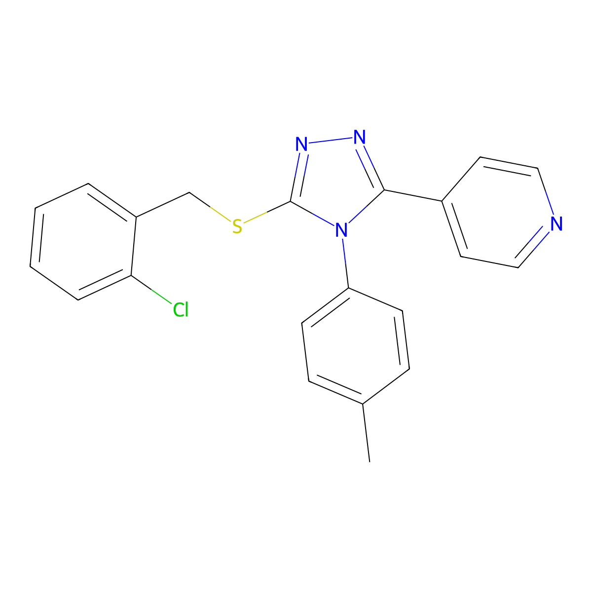 4-{5-[(2-chlorobenzyl)sulfanyl]-4-(4-methylphenyl)-4H-1,2,4-triazol-3-yl}pyridine molecular structure, CAS 443741-46-6