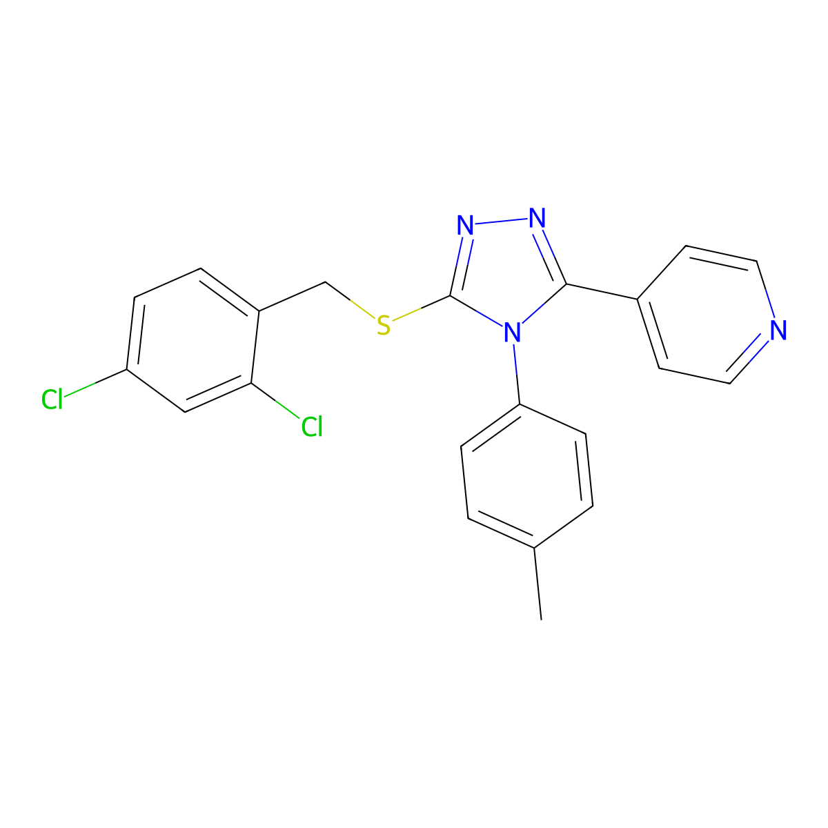 4-{5-[(2,4-dichlorobenzyl)sulfanyl]-4-(4-methylphenyl)-4H-1,2,4-triazol-3-yl}pyridine molecular structure, CAS 443741-51-3
