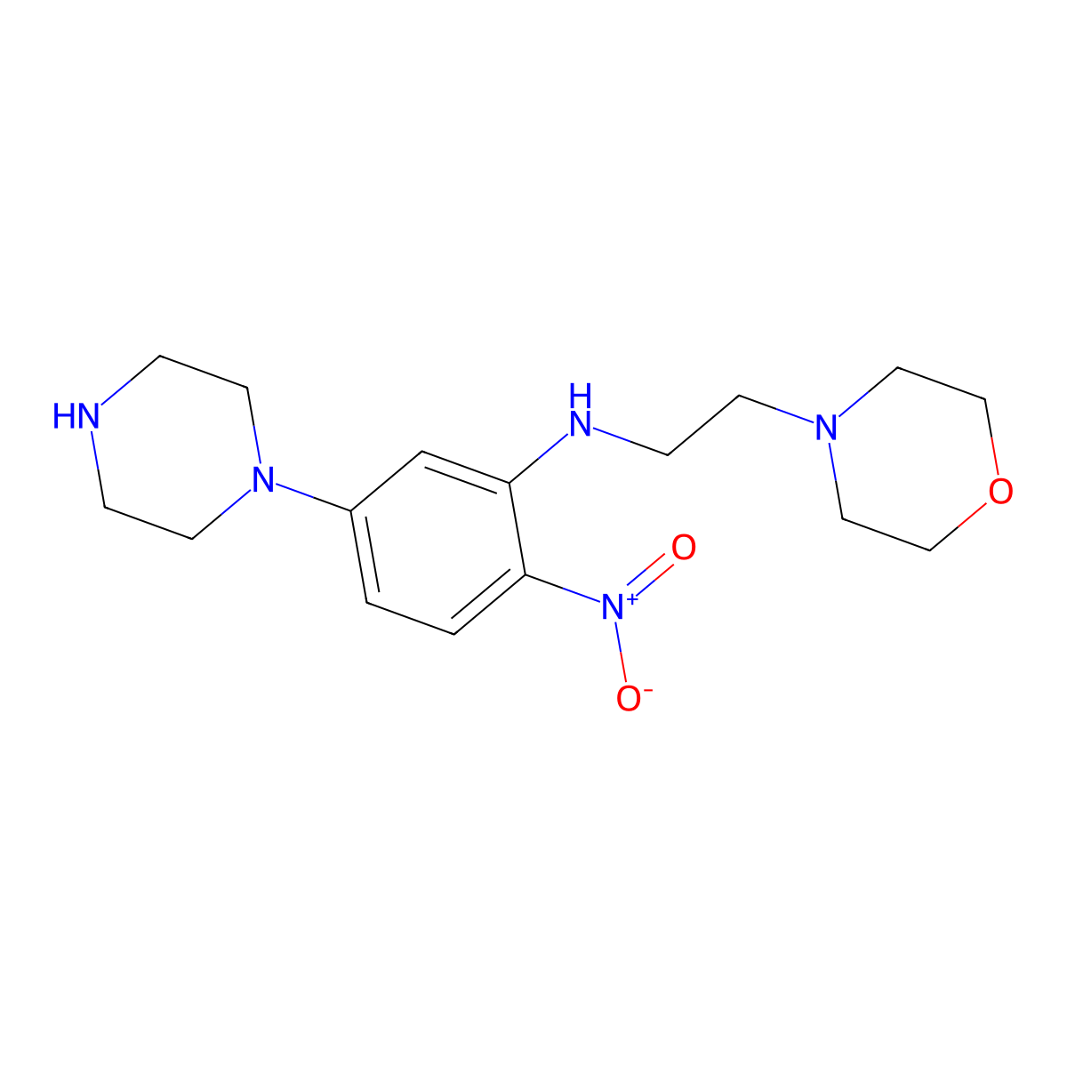 N-[2-(morpholin-4-yl)ethyl]-2-nitro-5-(piperazin-1-yl)aniline molecular structure, CAS 443747-22-6