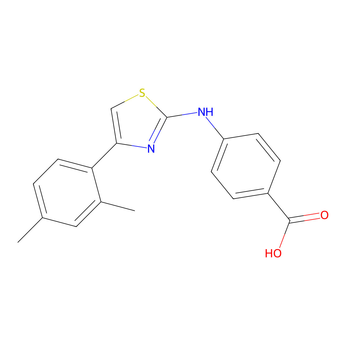 4-{[4-(2,4-Dimethylphenyl)-1,3-thiazol-2-yl]amino}benzoic acid molecular structure, CAS 443747-47-5