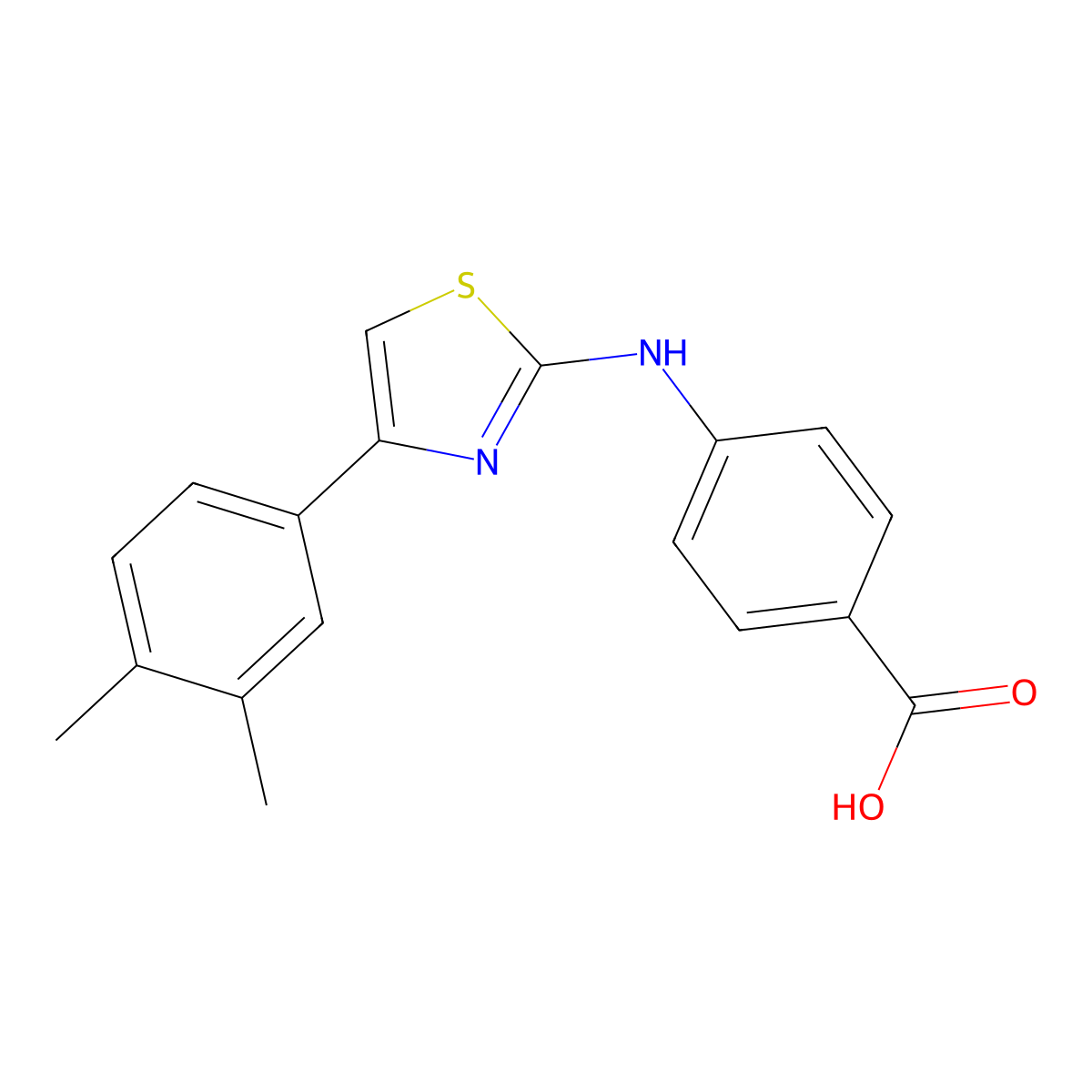 4-{[4-(3,4-Dimethylphenyl)-1,3-thiazol-2-yl]amino}benzoic acid molecular structure, CAS 443747-48-6