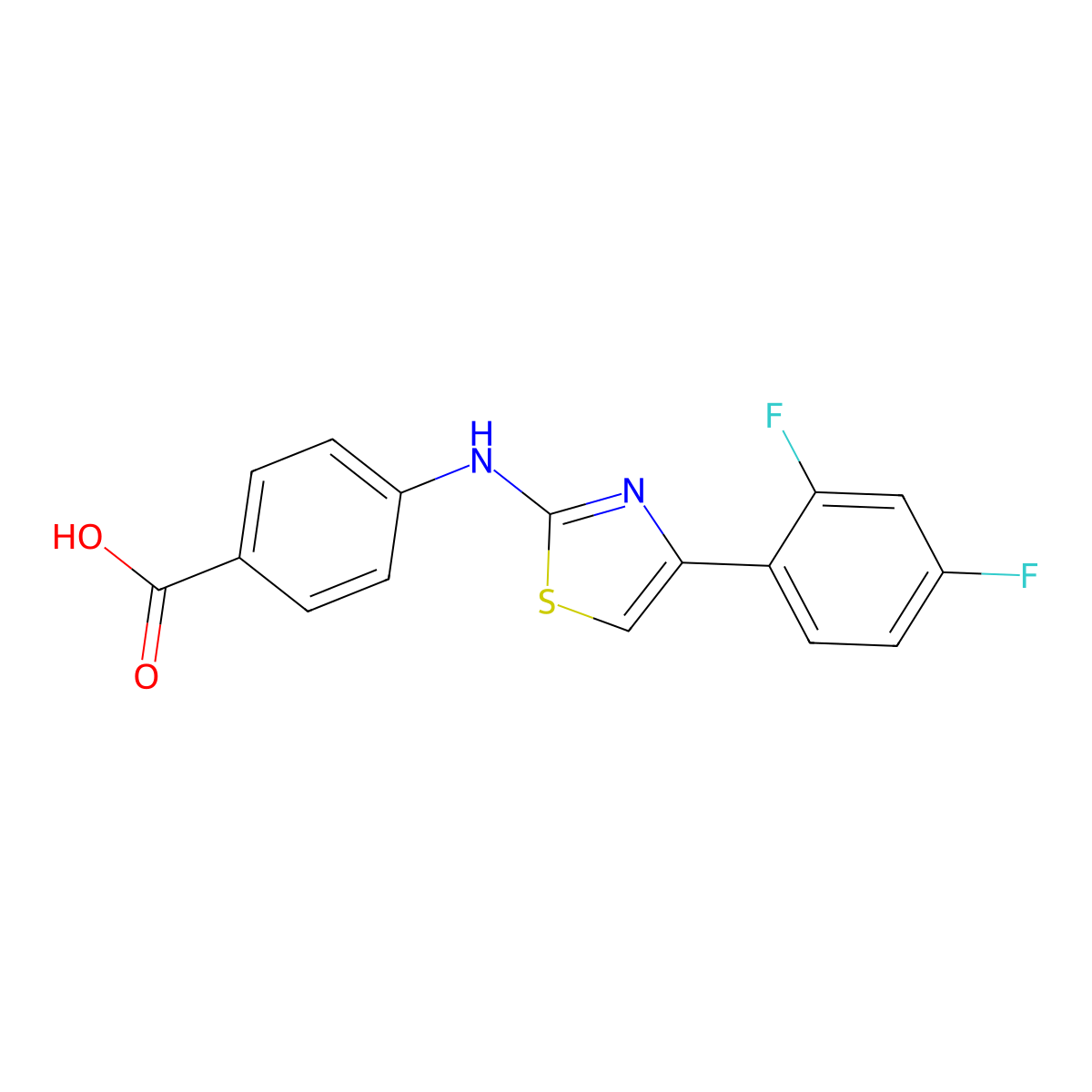 4-{[4-(2,4-Difluorophenyl)-1,3-thiazol-2-yl]amino}benzoic acid molecular structure, CAS 443747-50-0