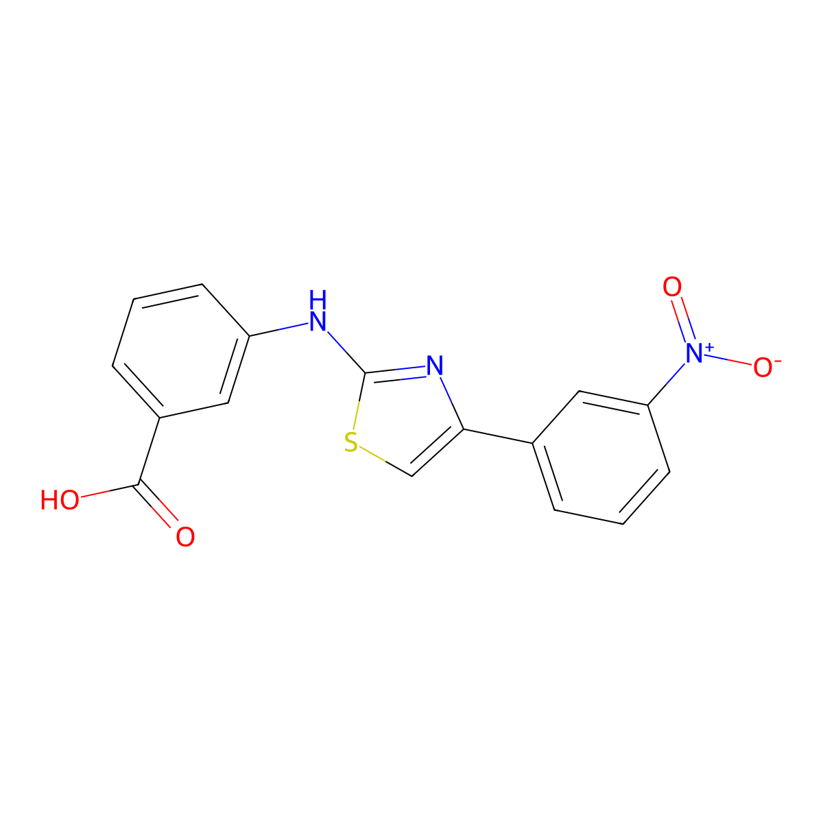 3-((4-(3-Nitrophenyl)thiazol-2-yl)amino)benzoic acid molecular structure, CAS 443747-52-2