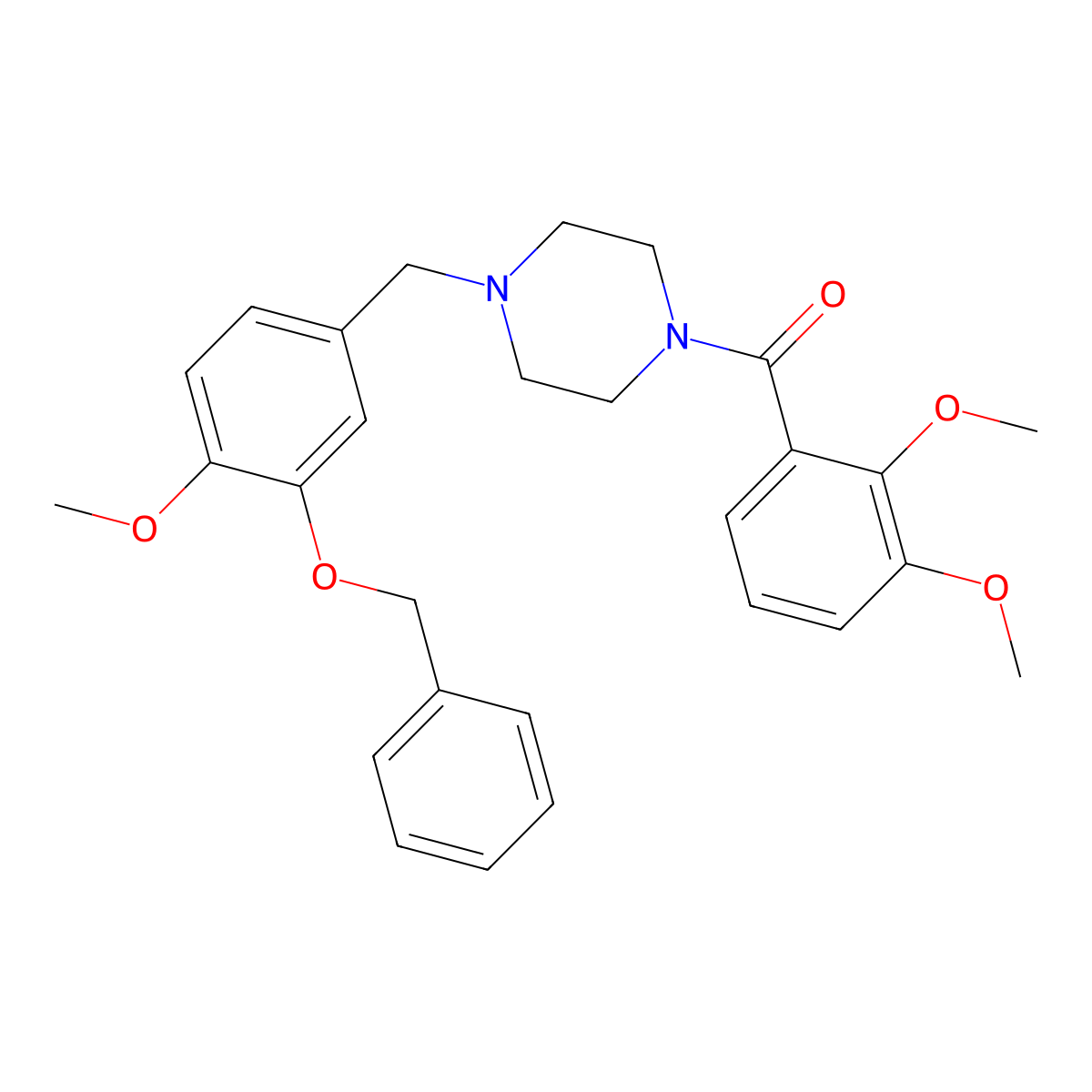 (2,3-Dimethoxyphenyl)-[4-[(4-methoxy-3-phenylmethoxyphenyl)methyl]piperazin-1-yl]methanone molecular structure, CAS 443747-78-2