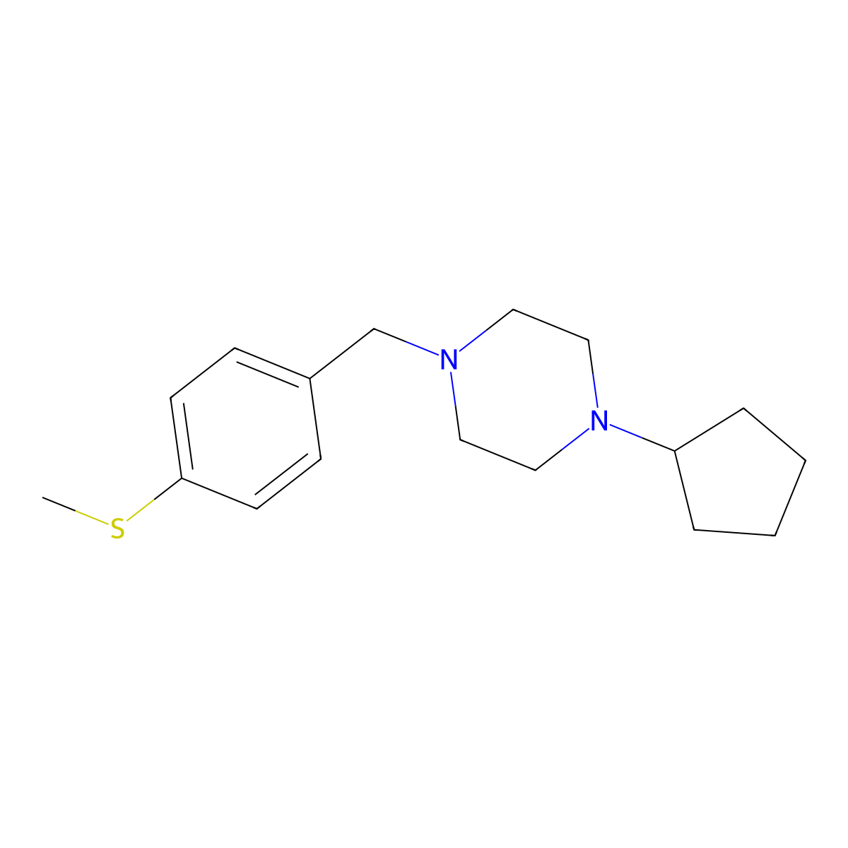 1-Cyclopentyl-4-[4-(methylsulfanyl)benzyl]piperazine molecular structure, CAS 443748-44-5