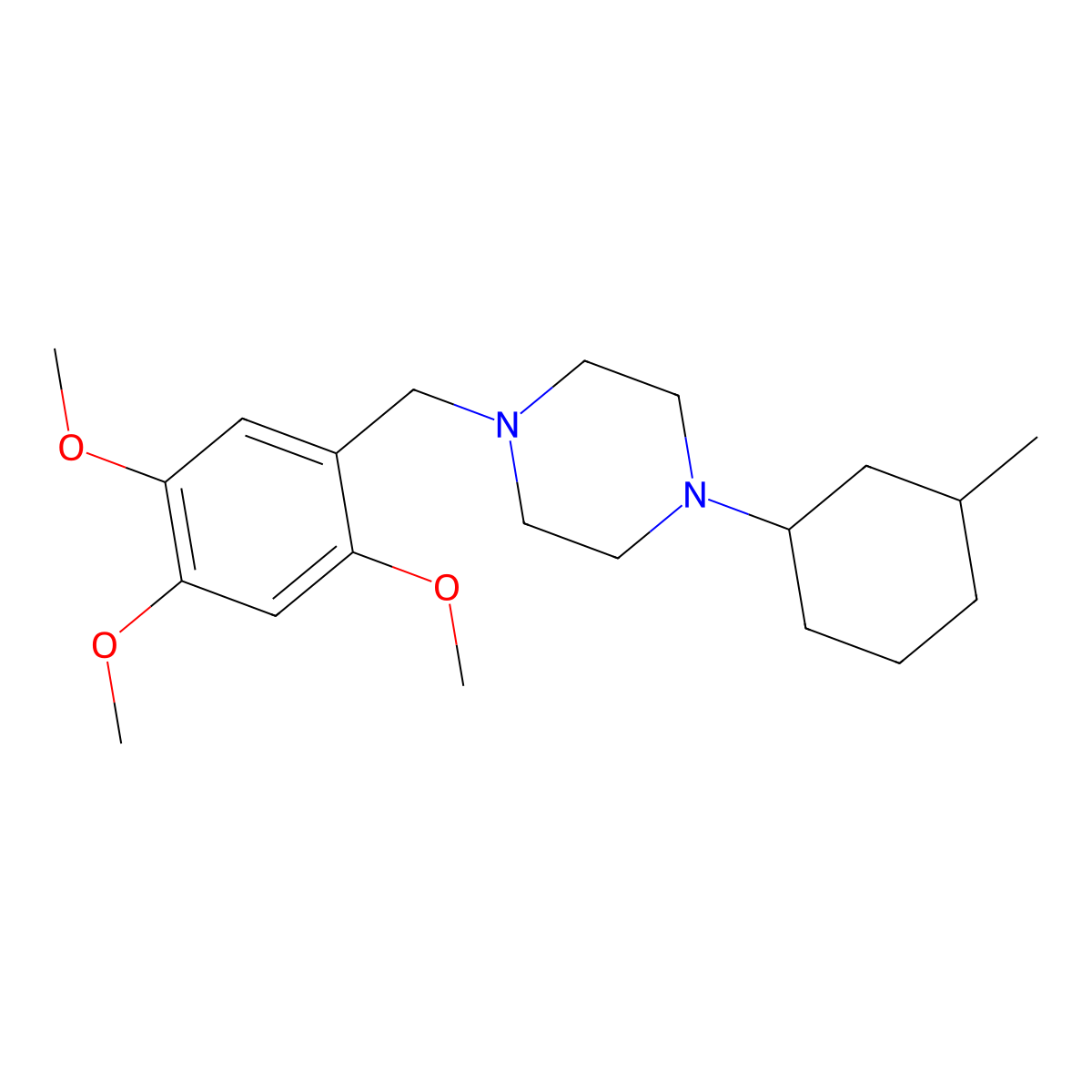 1-(3-Methylcyclohexyl)-4-[(2,4,5-trimethoxyphenyl)methyl]piperazine molecular structure, CAS 443748-74-1