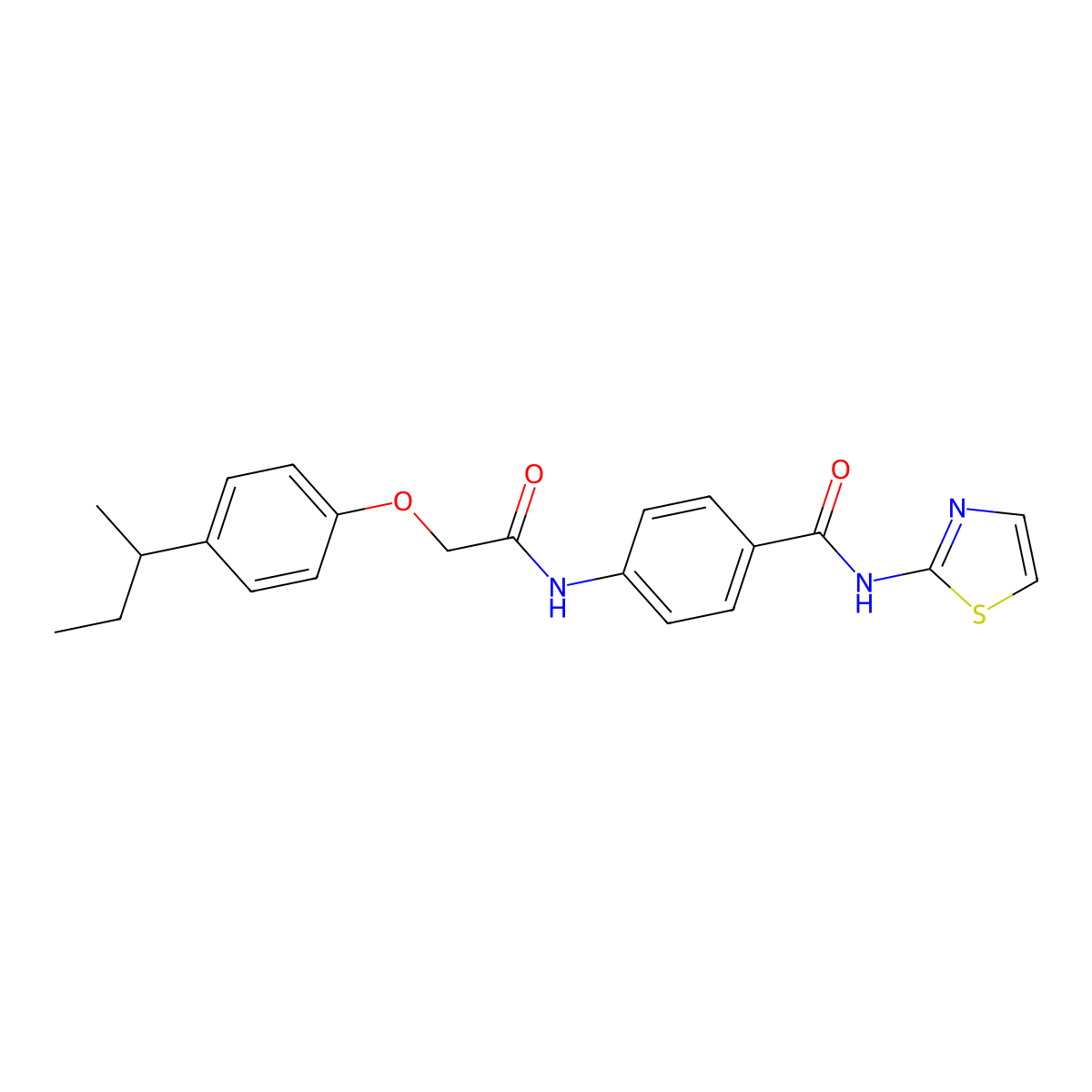 4-({[4-(butan-2-yl)phenoxy]acetyl}amino)-N-(1,3-thiazol-2-yl)benzamide molecular structure, CAS 443748-99-0