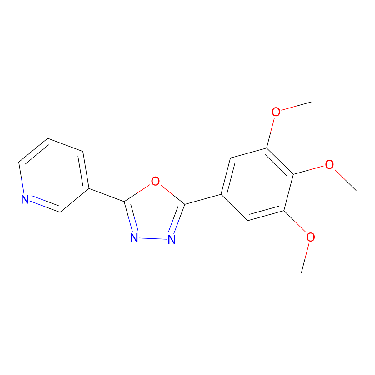 2-Pyridin-3-yl-5-(3,4,5-trimethoxyphenyl)-1,3,4-oxadiazole molecular structure, CAS 443749-05-1
