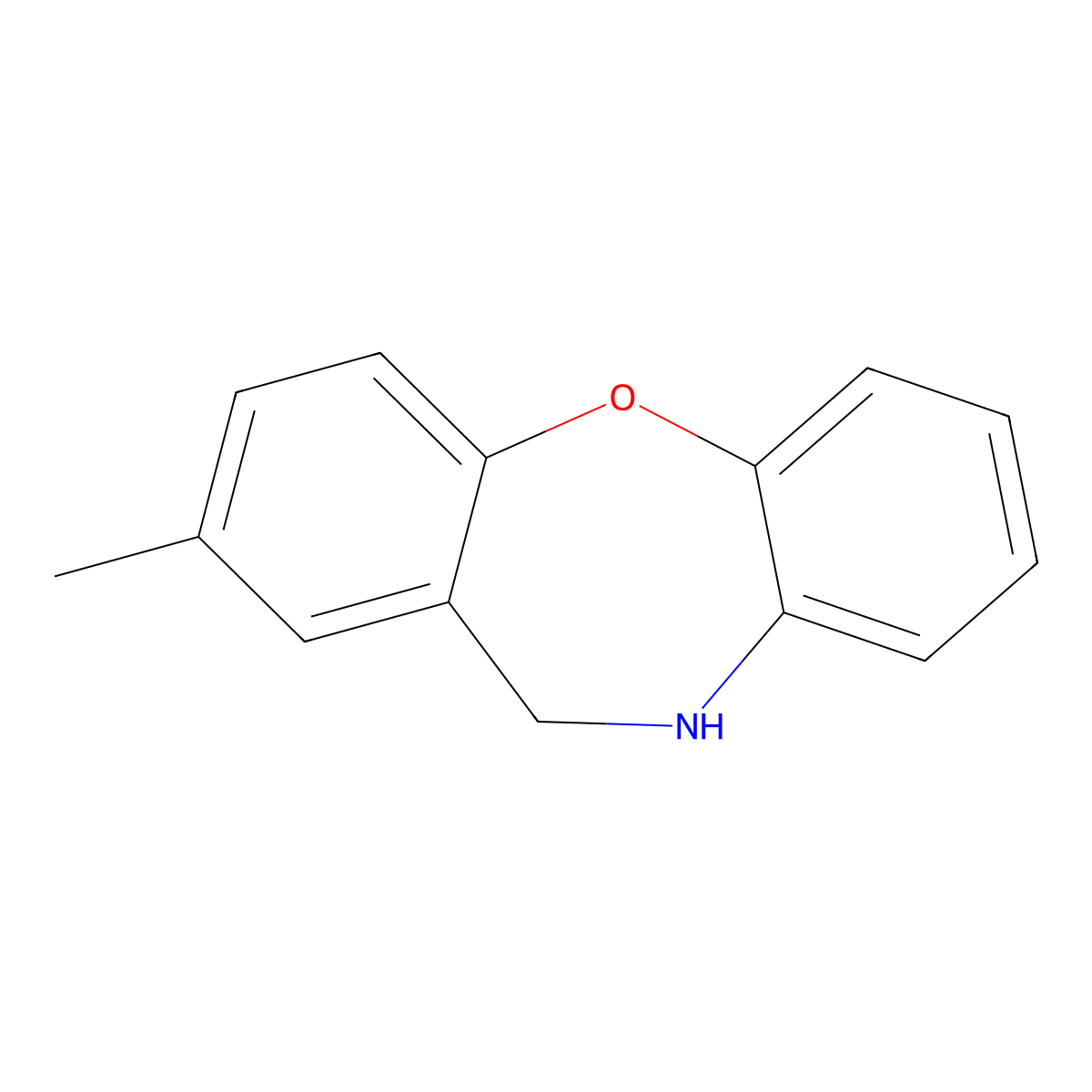2-Methyl-10,11-dihydro-dibenzo[b,f][1,4]oxazepine molecular structure, CAS 443749-33-5