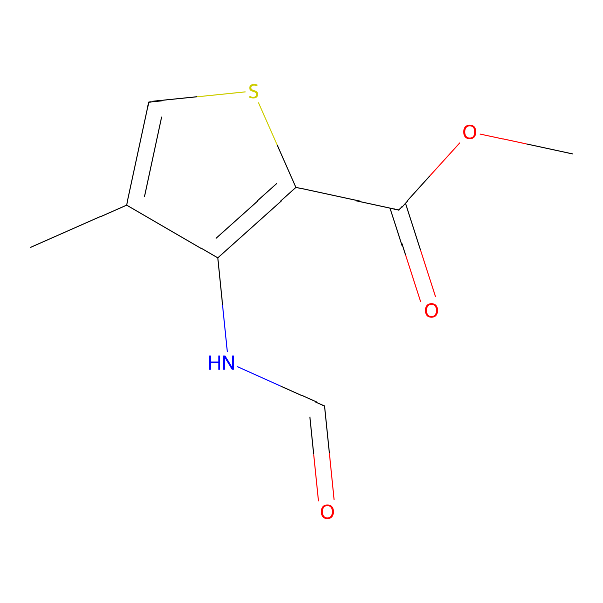 Methyl 3-formamido-4-methylthiophene-2-carboxylate molecular structure, CAS 443762-03-6