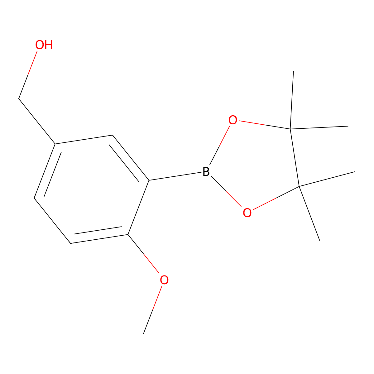 (4-Methoxy-3-(4,4,5,5-tetramethyl-1,3,2-dioxaborolan-2-yl)phenyl)methanol molecular structure, CAS 443776-91-8