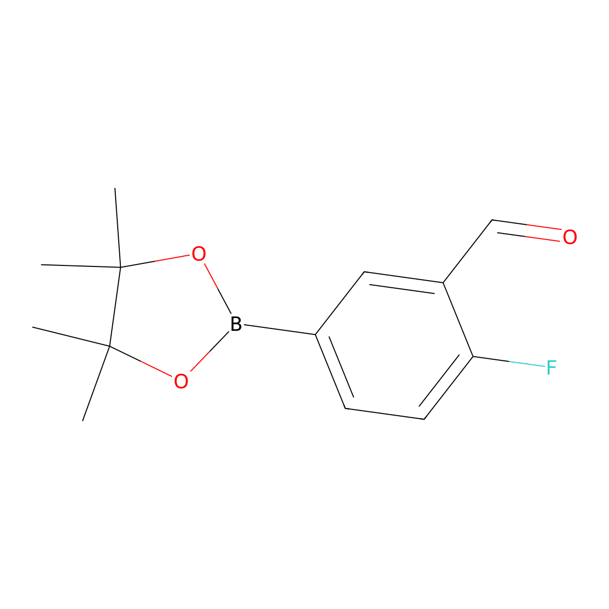 2-Fluoro-5-(4,4,5,5-tetramethyl-1,3,2-dioxaborolan-2-yl)benzaldehyde molecular structure, CAS 443776-94-1