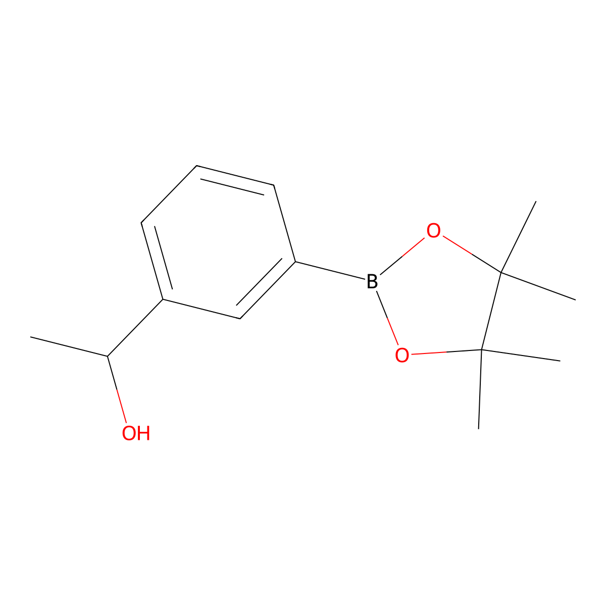 1-(3-(4,4,5,5-Tetramethyl-1,3,2-dioxaborolan-2-yl)phenyl)ethanol molecular structure, CAS 443777-10-4