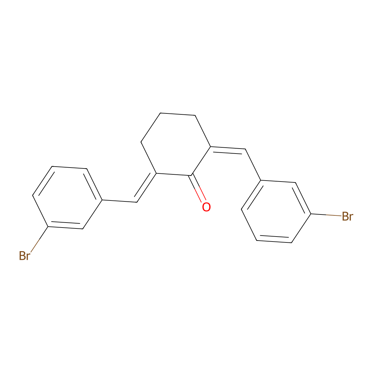 Cyclohexanone, 2,6-bis[(3-bromophenyl)methylene]- molecular structure, CAS 443779-46-2