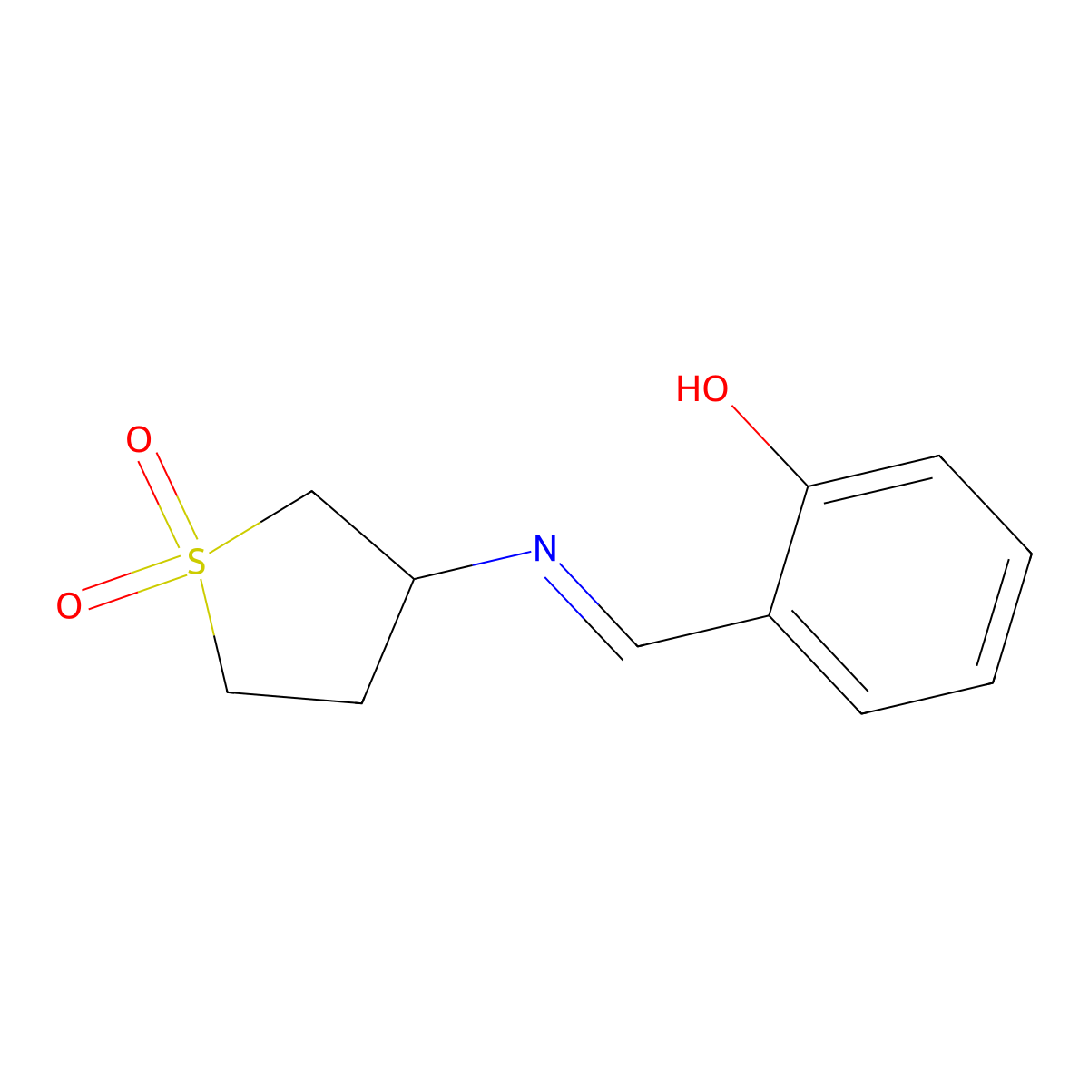2-{(E)-[(1,1-dioxidotetrahydrothiophen-3-yl)imino]methyl}phenol molecular structure, CAS 443781-85-9