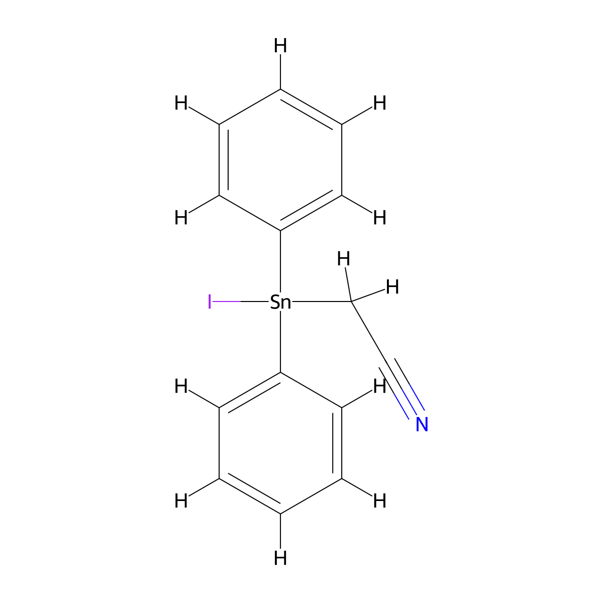 Acetonitrile, (iododiphenylstannyl)- molecular structure, CAS 4438-99-7