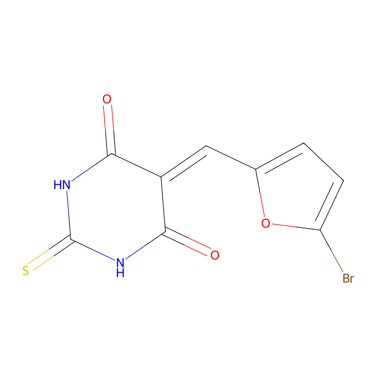 5-[(5-Bromofuran-2-yl)methylidene]-2-sulfanylidene-1,3-diazinane-4,6-dione molecular structure, CAS 443883-90-7