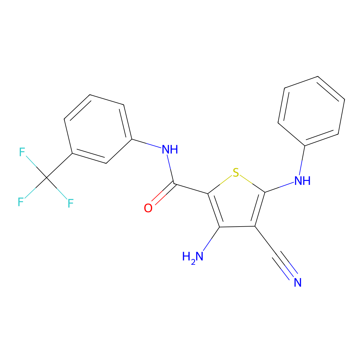 3-amino-5-anilino-4-cyano-N-[3-(trifluoromethyl)phenyl]thiophene-2-carboxamide molecular structure, CAS 443885-67-4