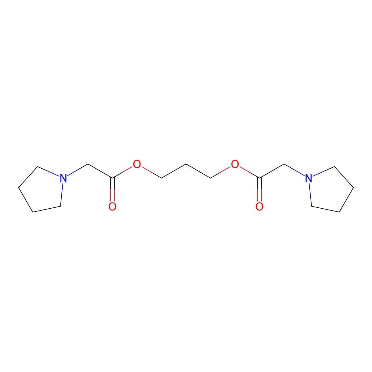 Propane-1,3-diyl bis(2-(pyrrolidin-1-yl)acetate) molecular structure, CAS 443893-93-4