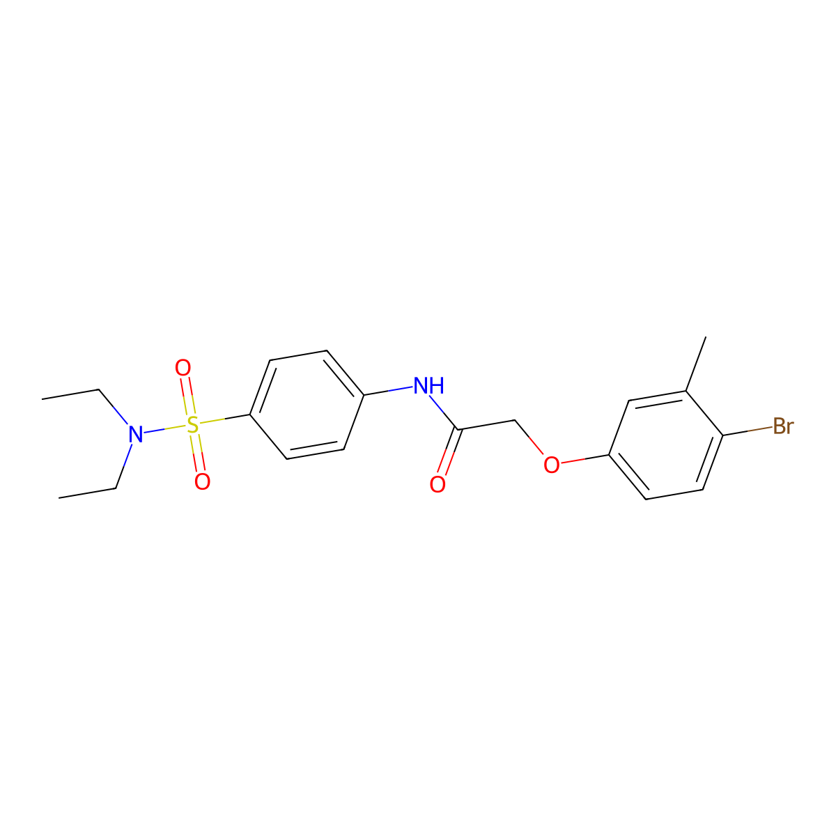 2-(4-bromo-3-methylphenoxy)-N-{4-[(diethylamino)sulfonyl]phenyl}acetamide molecular structure, CAS 443894-98-2