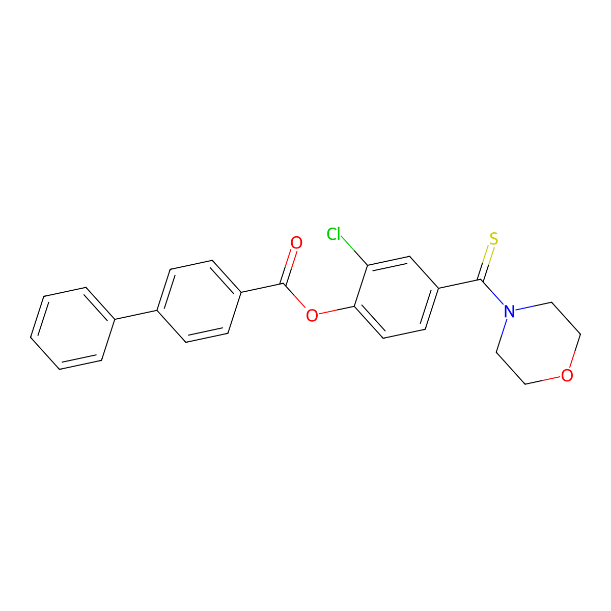 2-Chloro-4-(morpholin-4-ylcarbonothioyl)phenyl biphenyl-4-carboxylate molecular structure, CAS 443895-11-2