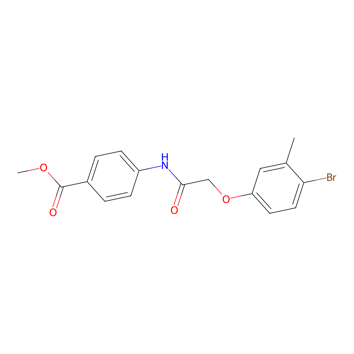 Methyl 4-{[(4-bromo-3-methylphenoxy)acetyl]amino}benzoate molecular structure, CAS 443895-17-8