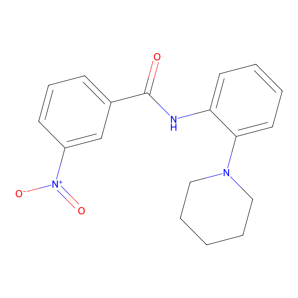 3-nitro-N-(2-piperidin-1-ylphenyl)benzamide molecular structure, CAS 443895-82-7