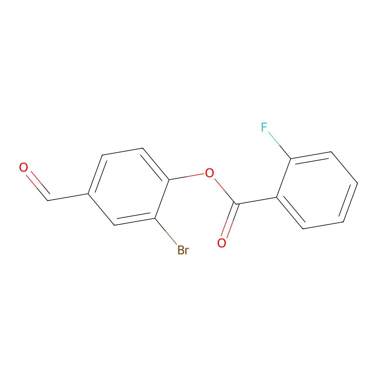 2-Bromo-4-formylphenyl 2-fluorobenzoate molecular structure, CAS 443896-03-5