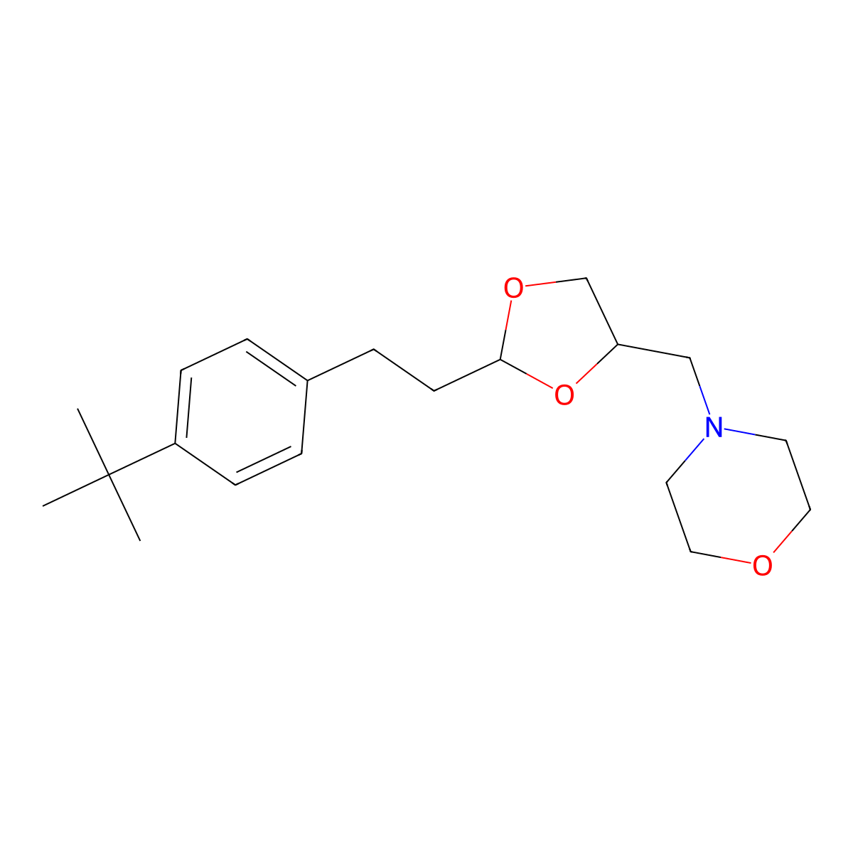4-[[2-[2-(4-Tert-butylphenyl)ethyl]-1,3-dioxolan-4-yl]methyl]morpholine molecular structure, CAS 443896-21-7