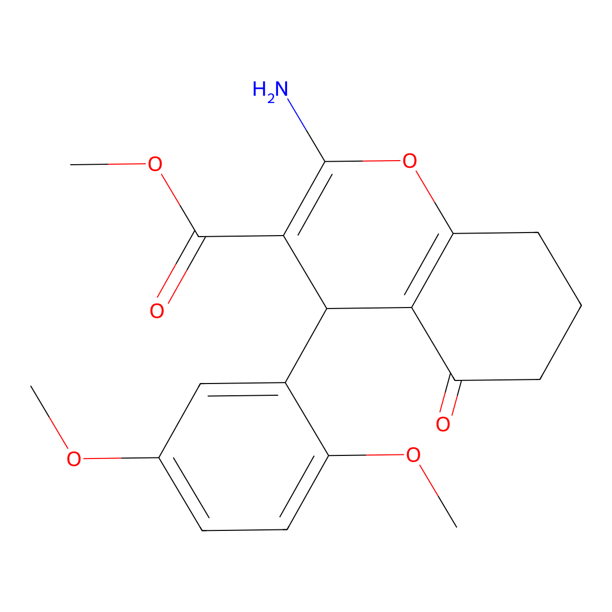methyl 2-amino-4-(2,5-dimethoxyphenyl)-5-oxo-5,6,7,8-tetrahydro-4H-chromene-3-carboxylate molecular structure, CAS 443896-23-9