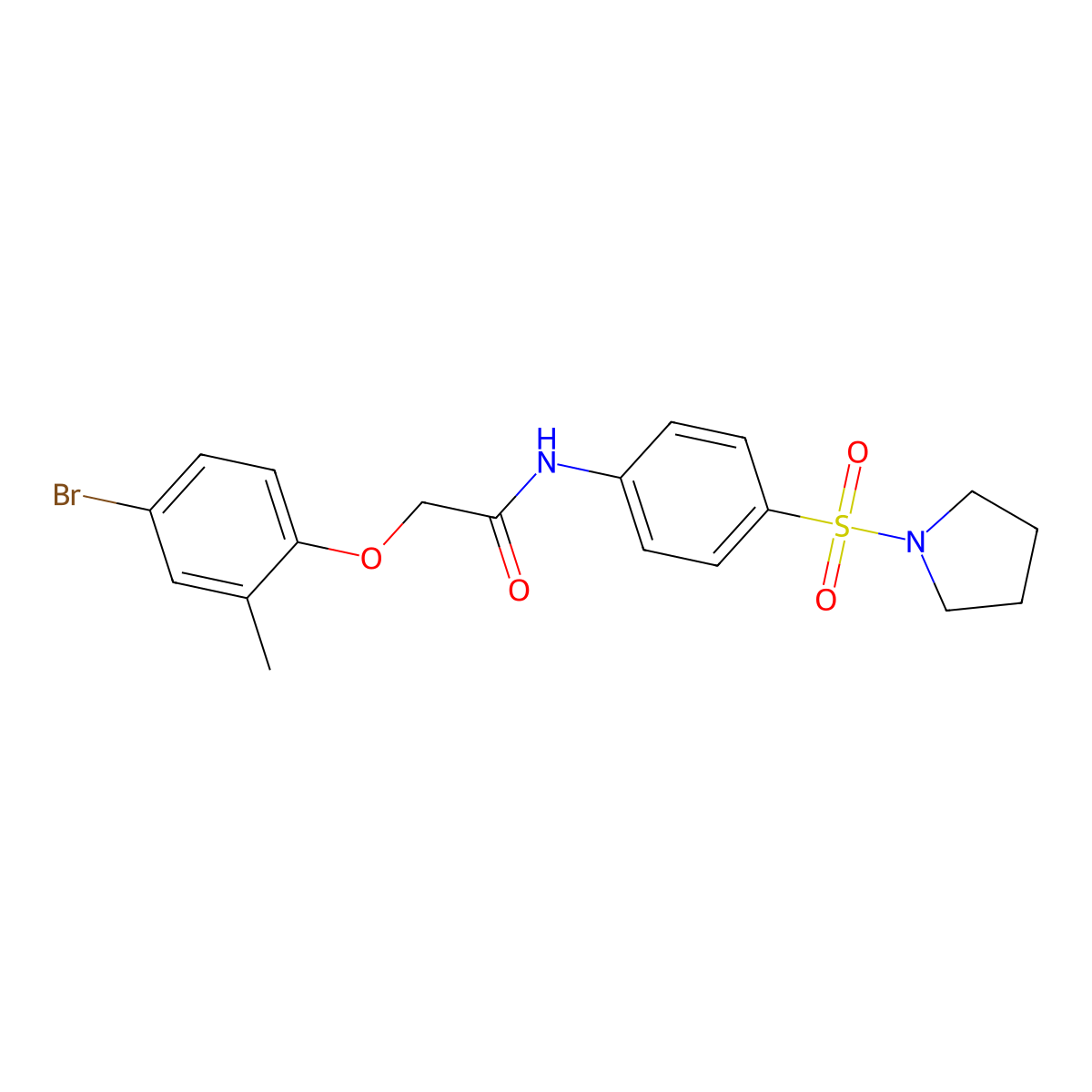 2-(4-bromo-2-methylphenoxy)-N-[4-(pyrrolidin-1-ylsulfonyl)phenyl]acetamide molecular structure, CAS 443896-40-0