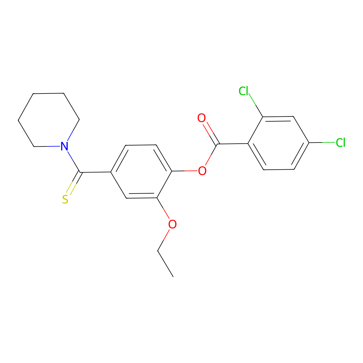 2-Ethoxy-4-(piperidin-1-ylcarbonothioyl)phenyl 2,4-dichlorobenzoate molecular structure, CAS 443896-61-5