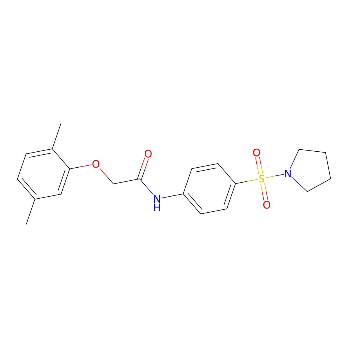 2-(2,5-dimethylphenoxy)-N-(4-pyrrolidin-1-ylsulfonylphenyl)acetamide molecular structure, CAS 443896-63-7