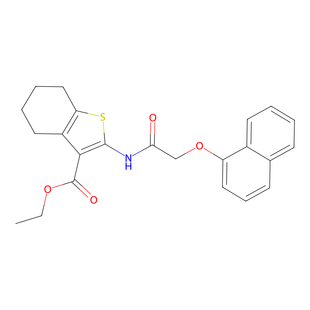 ET 2-(((1-Naphthyloxy)AC)amino)4,5,6,7-tetrahydro-1-benzothiophene-3-carboxylate molecular structure, CAS 443896-83-1