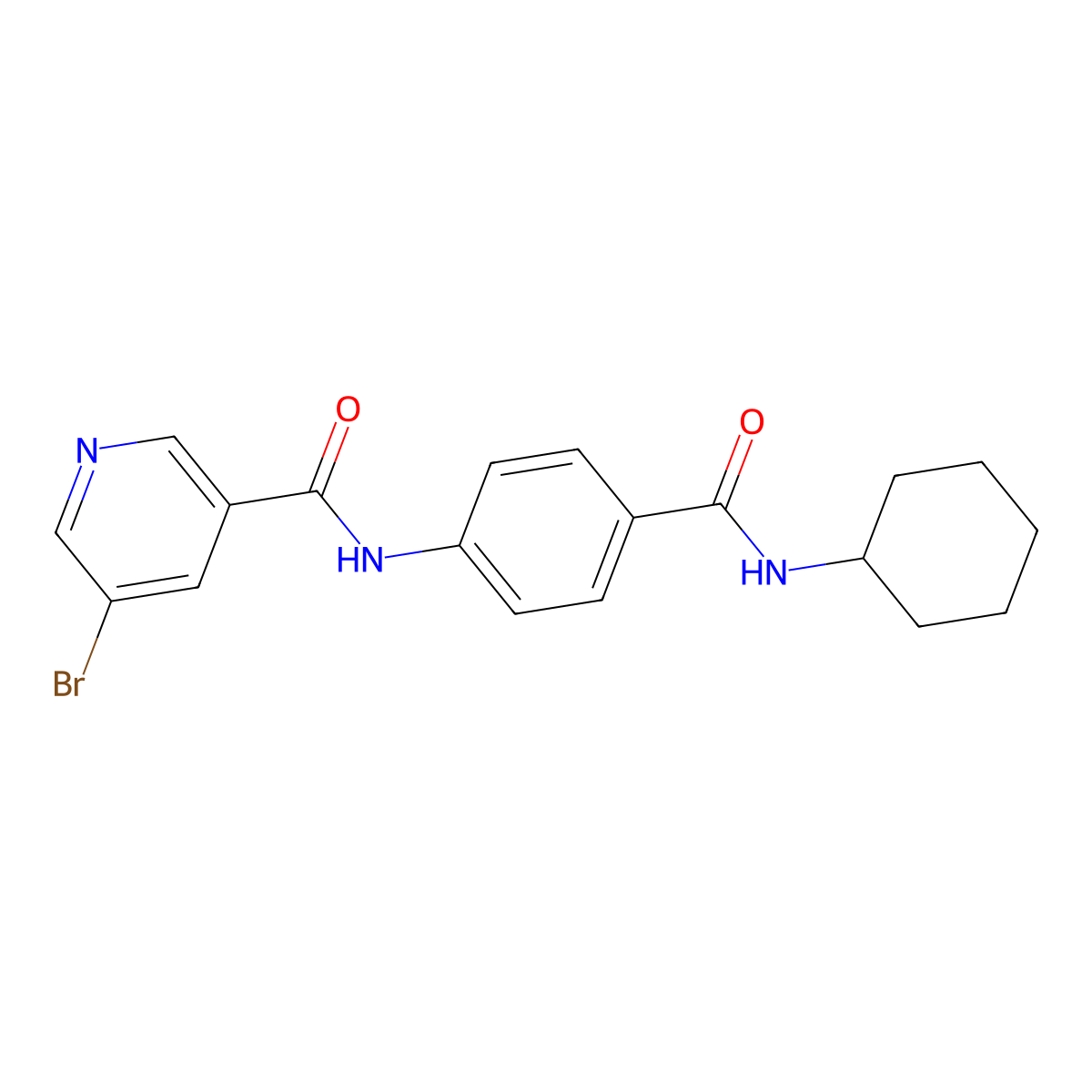 5-bromo-N-[4-(cyclohexylcarbamoyl)phenyl]pyridine-3-carboxamide molecular structure, CAS 443896-99-9