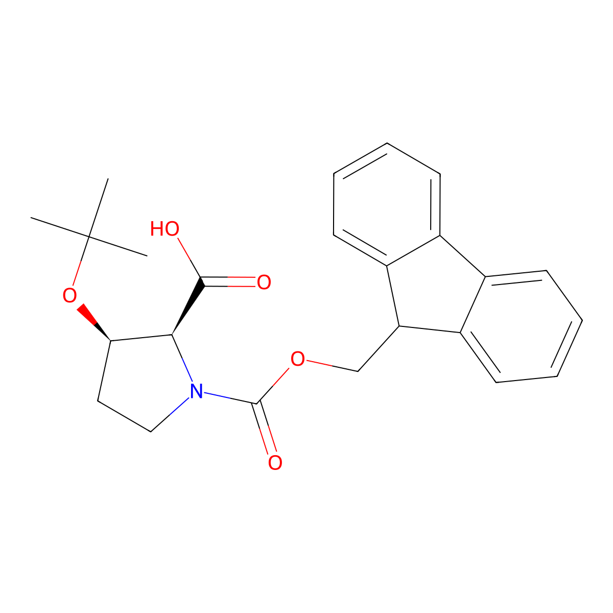 (2S,3R)-3-(tert-butoxy)-1-((9H-fluoren-9-ylmethoxy)carbonyl)pyrrolidine-2-carboxylic acid molecular structure, CAS 443899-48-7