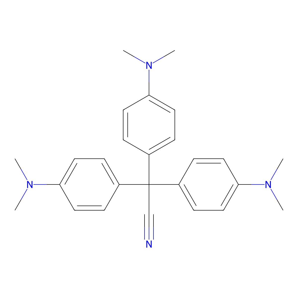 Tris[4-(dimethylamino)phenyl]acetonitrile molecular structure, CAS 4439-06-9