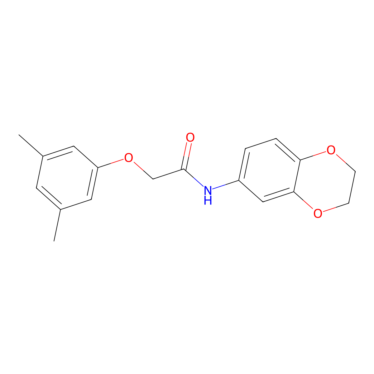 N-(2,3-dihydro-1,4-benzodioxin-6-yl)-2-(3,5-dimethylphenoxy)acetamide molecular structure, CAS 443903-38-6