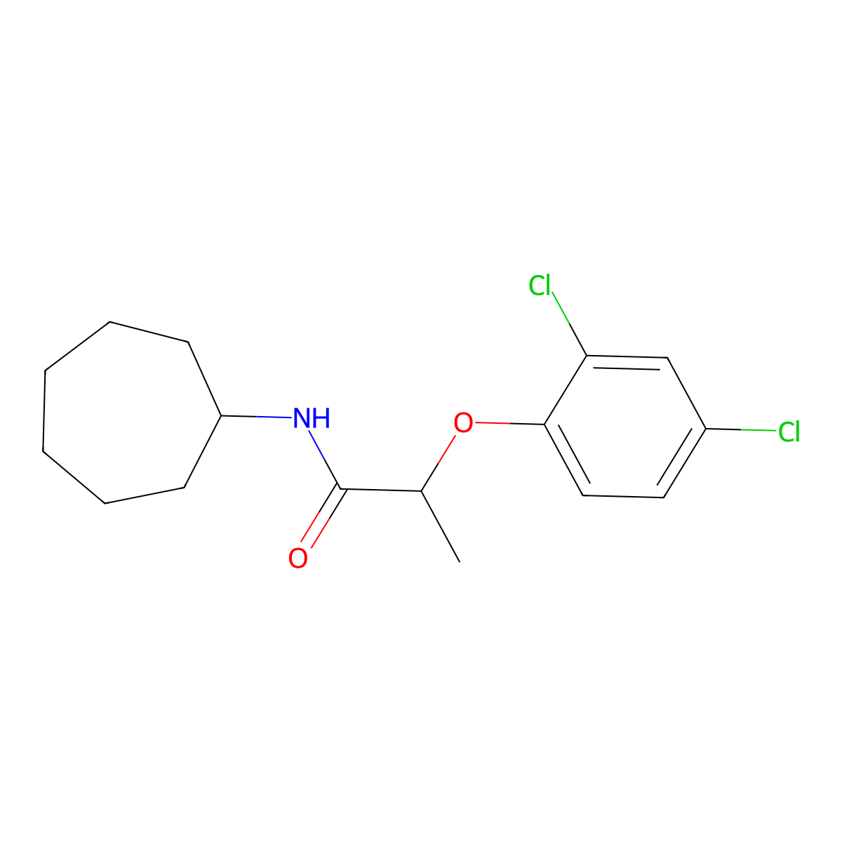N-cycloheptyl-2-(2,4-dichlorophenoxy)propanamide molecular structure, CAS 443903-65-9